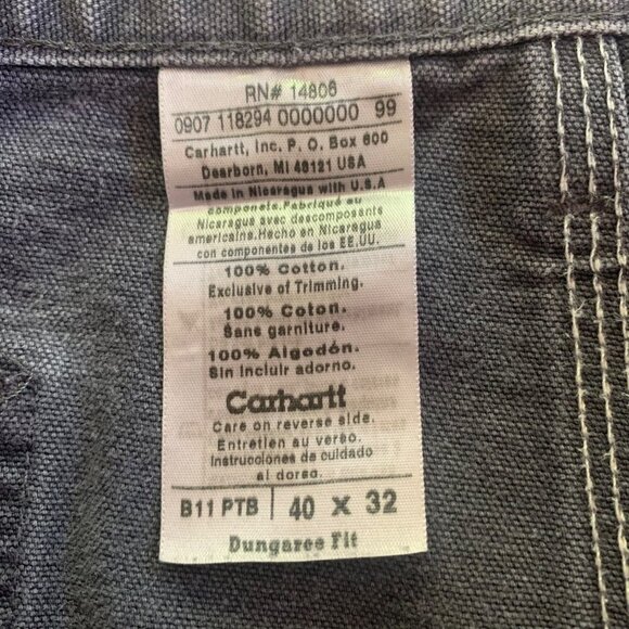 Carhartt Dungaree Fit Carpenter Pants Gray Blue Men's 40 × 32 Work Jeans B11 PTB - Picture 3 of 8